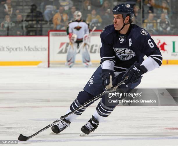 Shea Weber of the Nashville Predators skates against the Minnesota Wild at the Sommet Center on December 5, 2009 in Nashville, Tennessee.