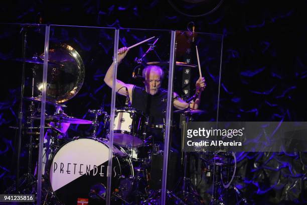 Drummer Martin Chambers of The Pretenders performs at Mayo Performing Arts Center on April 2, 2018 in Morristown, New Jersey.