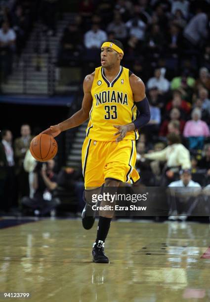 Danny Granger of the Indiana Pacers in action during their game against the Golden State Warriors at Oracle Arena on November 30, 2009 in Oakland,...