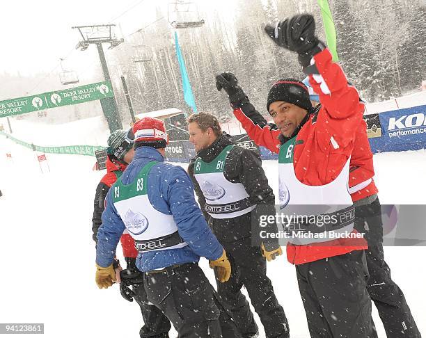 Skiier Tommy Moe, actor Dylan Bruno and actor Hill Harper competes in Juma Entertainment's 18th Annual Deer Valley Celebrity Skifest benefiting the...