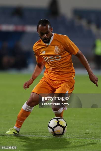 Porto's midfielder Paulinho in action during the Portuguese League football match Belenenses vs FC Porto at the Restelo stadium in Lisbon on April 2,...