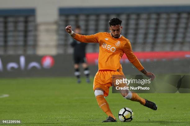 Porto's Brazilian defender Alex Telles in action during the Portuguese League football match Belenenses vs FC Porto at the Restelo stadium in Lisbon...