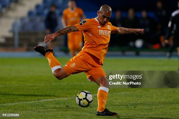 Porto Defender Maxi Pereira from Uruguay during the Premier League 2017/18 match between CF Os Belenenses v FC Porto, at Estadio do Restelo in Lisbon...