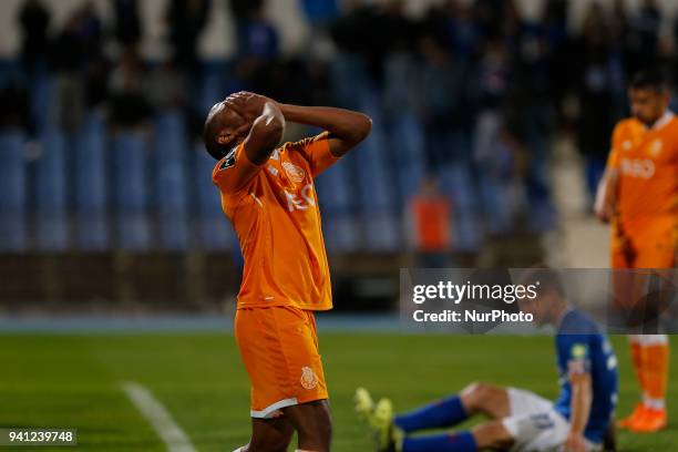 Porto Forward Yacine Brahimi from Algeria during the Premier League 2017/18 match between CF Os Belenenses v FC Porto, at Estadio do Restelo in...