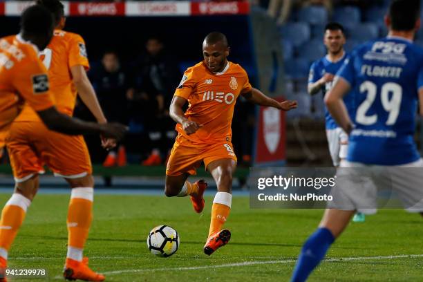 Porto Forward Yacine Brahimi from Algeria during the Premier League 2017/18 match between CF Os Belenenses v FC Porto, at Estadio do Restelo in...