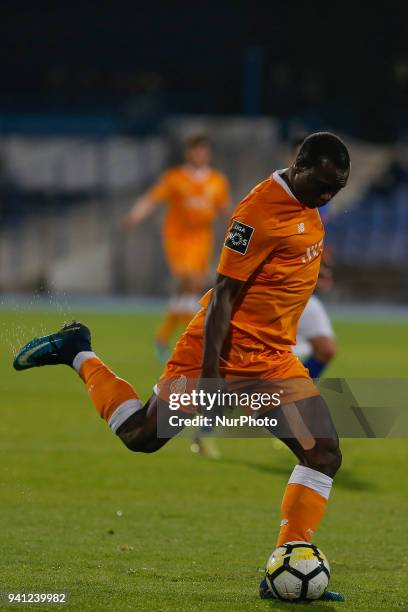 Porto Forward Vincent Aboubakar from Cameroon during the Premier League 2017/18 match between CF Os Belenenses v FC Porto, at Estadio do Restelo in...