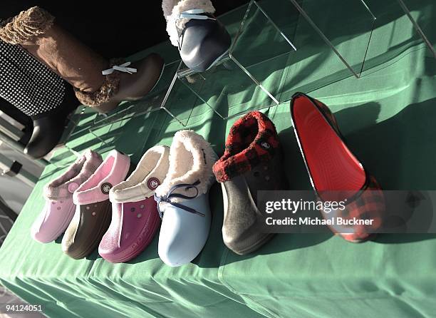 General view of footwear on display at the Pro-Am Ski Race at Juma Entertainment's 18th Deer Valley Celebrity Skifest at on December 5, 2009 in Deer...