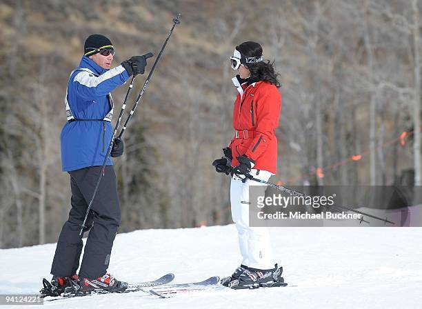 Actor Ian Ziering and actress Erin Ludwig compete in the Pro-Am Ski Race at Juma Entertainment's 18th Deer Valley Celebrity Skifest at on December 5,...
