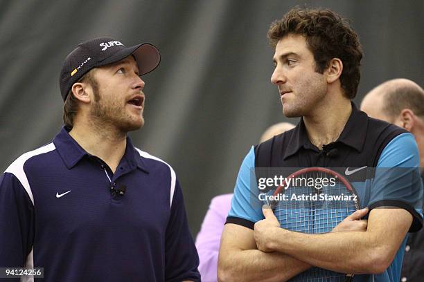 Olympic skier Bode Miller and former tennis player Justin Gimelstob participate in Hublot's Tennis Fusion Celebrity Challenge at Sutton East Tennis...