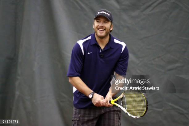 Olympic skier Bode Miller participates in Hublot's Tennis Fusion Celebrity Challenge at Sutton East Tennis Club on December 7, 2009 in New York City.