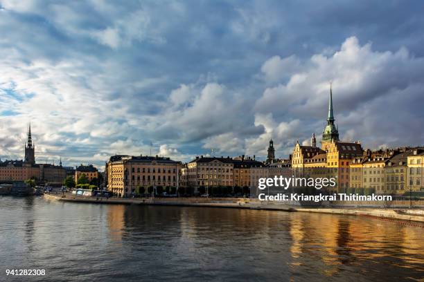 view of stockholm city in sunset time. - stockholm sunset stock pictures, royalty-free photos & images