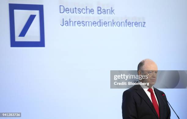 John Cryan, chief executive officer of Deutsche Bank AG, speaks during the bank's earnings news conference in Frankfurt, Germany, on Thursday, Feb....