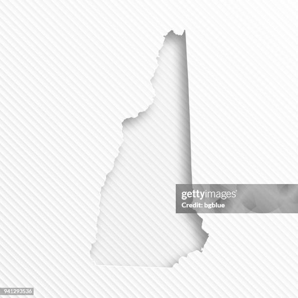 ilustrações, clipart, desenhos animados e ícones de mapa de new hampshire, com corte de papel no fundo abstrato branco - new hampshire