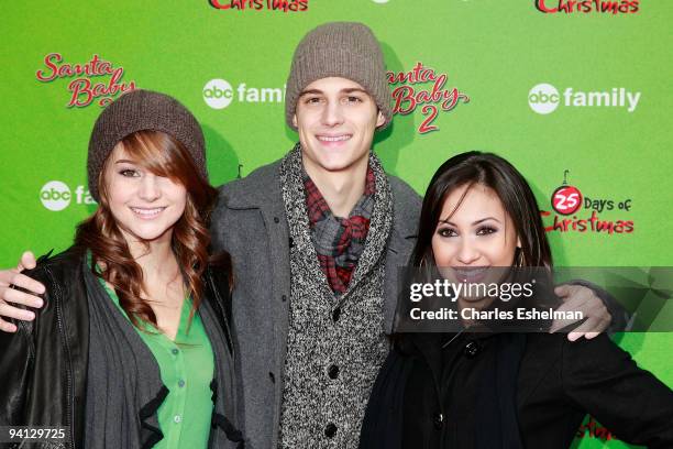 Family's "The Secret Life of the American Teenager" actors Shailene Woodley, Ken Baumann and Francia Raisa attend the ABC Family's world record elf...