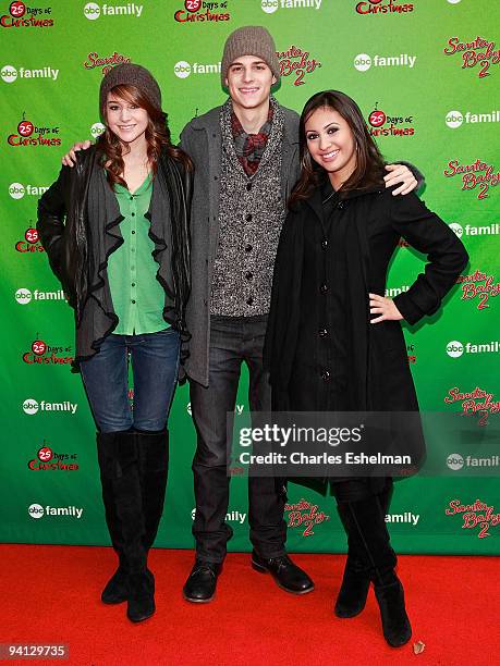 Family's "The Secret Life of the American Teenager" actors Shailene Woodley, Ken Baumann and Francia Raisa attend the ABC Family's world record elf...