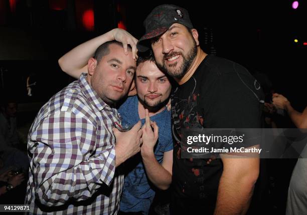 Ron Berkowitz,Robert Iler and Joey Fatone attend Tantra Nightclub for the Tourism Season 2010 launch at The Island on December 5, 2009 in St Maarten,...