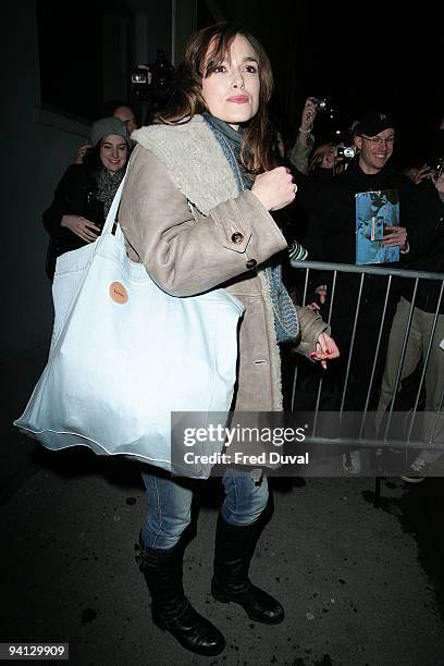 Keira Knightley leaving the Comedy Theatre where she stars in the show 'The Misanthrope' on December 7, 2009 in London, England.