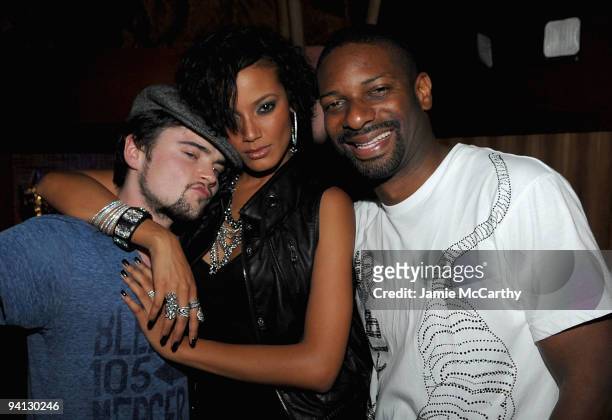 Robert Iler, Selita Ebanks and DJ Irie attend Tantra Nightclub for the Tourism Season 2010 launch at The Island on December 5, 2009 in St Maarten,...