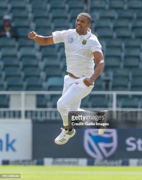 Vernon Philander Celebrates after taking a wicket during day 5 of the 4th Sunfoil Test match between South Africa and Australia at Bidvest Wanderers...