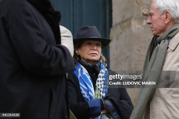 Canadian actress Alexandra Stewart takes part in the funeral ceremony of late actress Stephane Audran on April 3 at Saint Roch church in Paris....