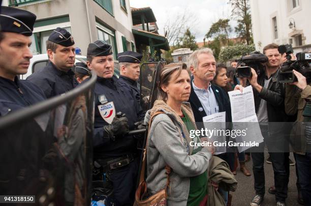 Member of the European Parliament, Jose Bove attends a protest against the reopening of a detention center on April 3, 2018 in Hendaye, France.