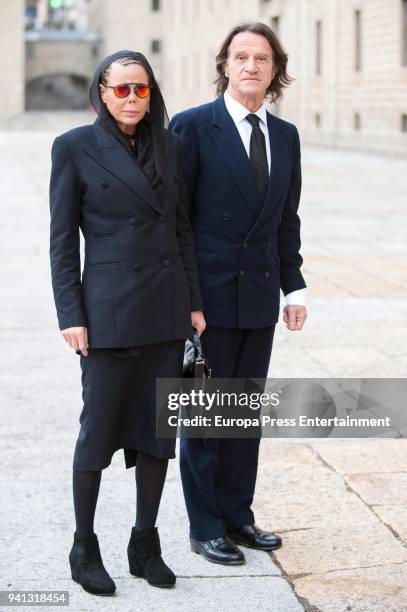 Princess Kalina of Bulgaria, her husband Kitin Munoz attend the the mass to mark the 25th Anniversary of the Count of Barcelona's death the monastery...