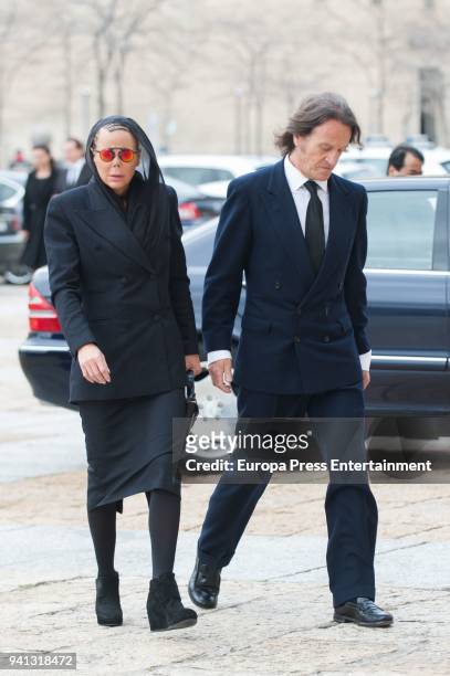 Princess Kalina of Bulgaria, her husband Kitin Munoz attend the the mass to mark the 25th Anniversary of the Count of Barcelona's death the monastery...