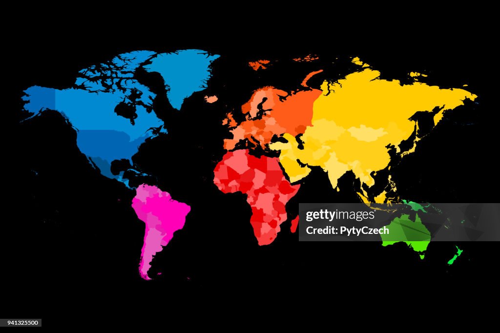 Color Geographic Map Colorful Map Of World Vector Political Map With Different Colors Of ...