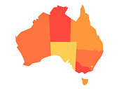 Vector orange blank map of Australia