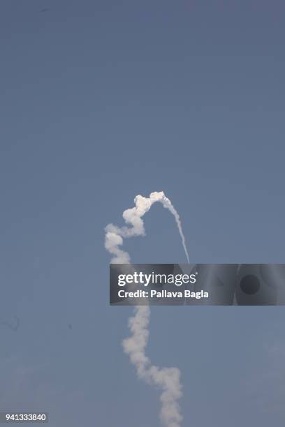 The Indian heavy lift rocket the Geosynchronous Satellite Launch Vehicle M K II , lifts off on March 29, 2018 in Sriharikota, India. The three stage...