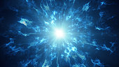 Fractal blue plasma waves abstract futuristic background