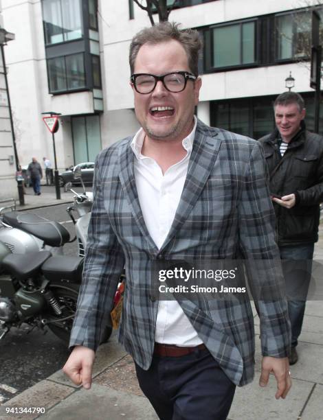 Alan Carr seen out and about on April 3, 2018 in London, England.