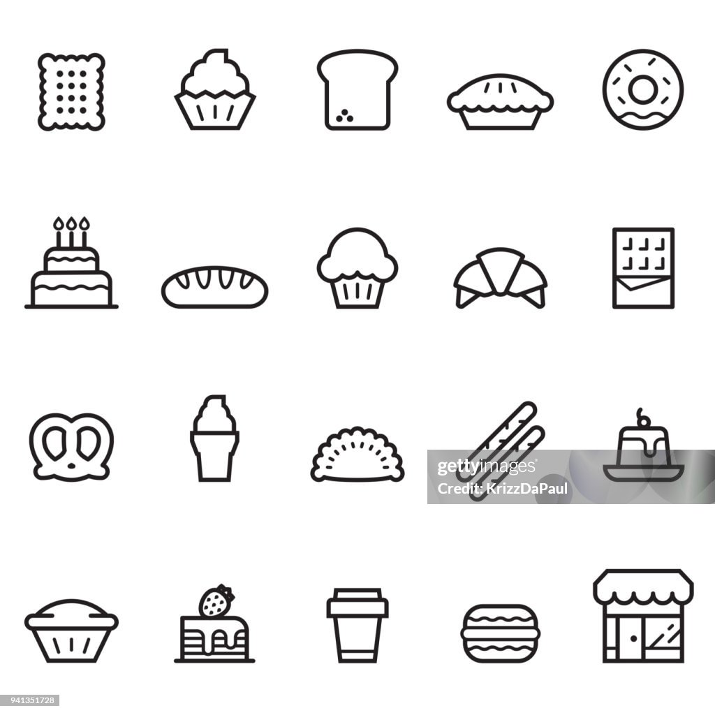 Bakery Thin Line icons