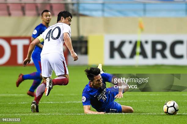 Mitsuo Ogasawara of Kashima Antlers in action during AFC Champions League Group H match between Shanghai Shenhua and Kashima Antlers at the Hongkou...