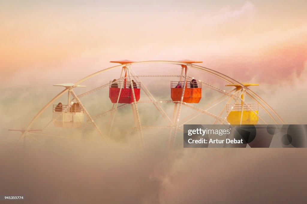 Kunsttryk Surreal picture of colorful ferris wheel