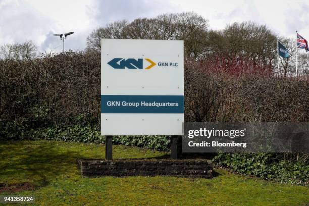 Logo sits on display outside GKN Plc's company headquarters in Redditch, U.K., on Tuesday, April 3, 2018. Yet another corporate headache has landed...