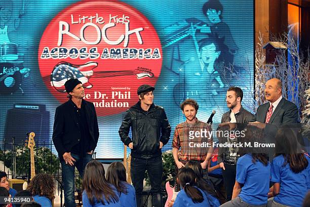 Recording artists Chad Smith, Zachary Merrick, Mike Einziger, Jordan McGraw and Dr. Phil McGraw attend the taping of the Dr. Phil television show,...