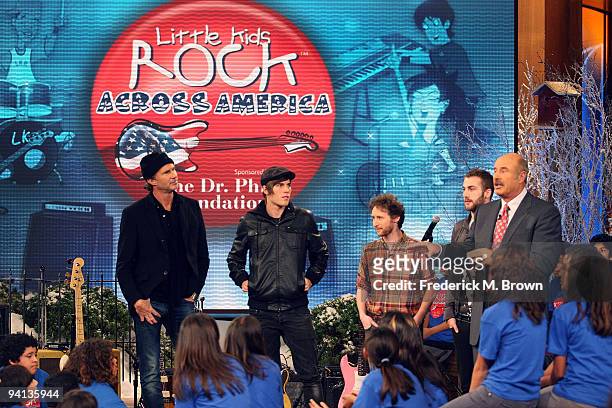 Recording artists Chad Smith, Zachary Merrick, Mike Einziger, Jordan McGraw, and Dr. Phil McGraw attend the taping of the "Dr. Phil" television show,...