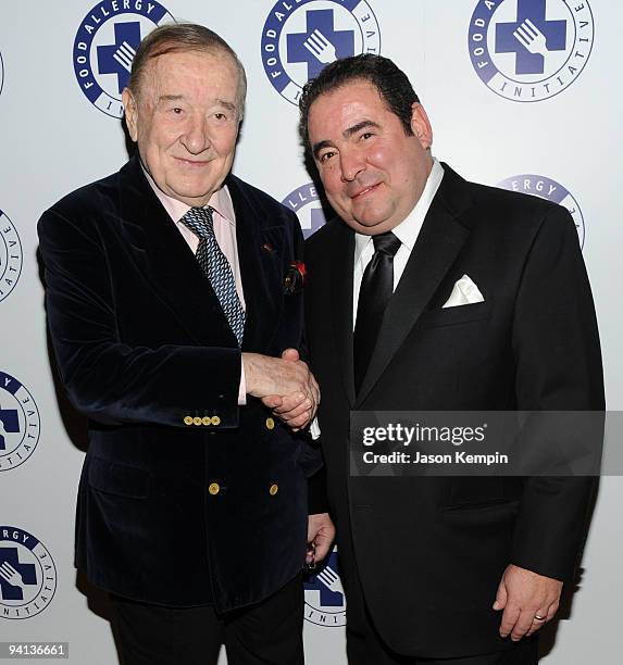 Restaurateur Sirio Maccioni and chef Emeril Lagasse attend the 2009 Annual Food Allergy Ball at The Waldorf Astoria on December 7, 2009 in New York...