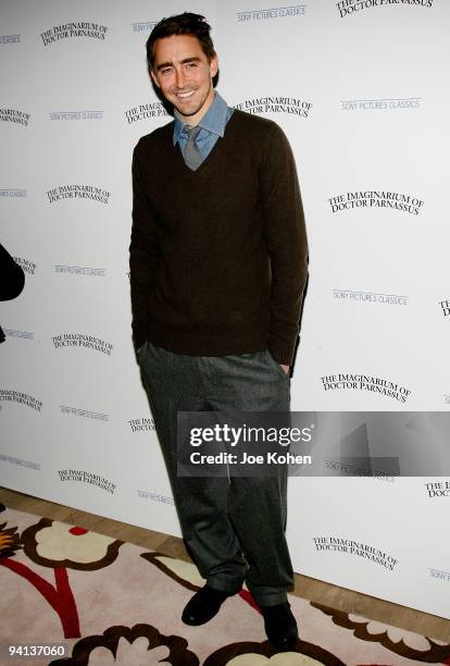 Actor Lee Pace attends the premiere of "The Imaginarium of Doctor Parnassus" at the Crosby Street Hotel on December 7, 2009 in New York City.