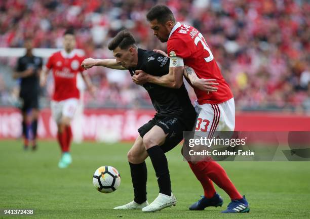 Vitoria Guimaraes forward Fabio Sturgeon from Portugal with SL Benfica defender Jardel Vieira from Brazil in action during the Primeira Liga match...