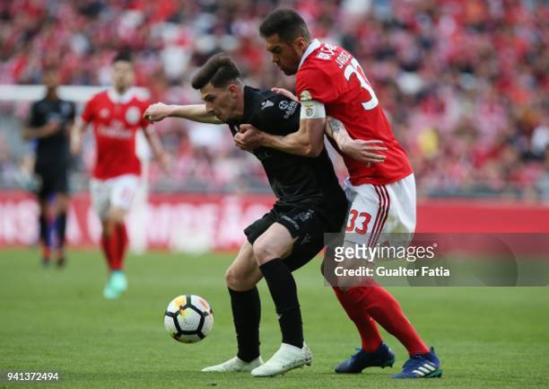 Vitoria Guimaraes forward Fabio Sturgeon from Portugal with SL Benfica defender Jardel Vieira from Brazil in action during the Primeira Liga match...