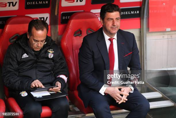 Benfica coach Rui Vitoria from Portugal before the start of the Primeira Liga match between SL Benfica and Vitoria Guimaraes at Estadio da Luz on...