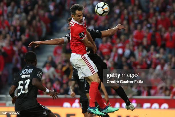 Benfica forward Jonas from Brazil scores goal during the Primeira Liga match between SL Benfica and Vitoria Guimaraes at Estadio da Luz on March 31,...