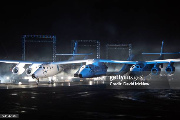 Virgin Galactic unveils its new SpaceShipTwo spacecraft at the Mojave Spaceport on December 7, 2009 near Mojave, California. The eight-person VSS...