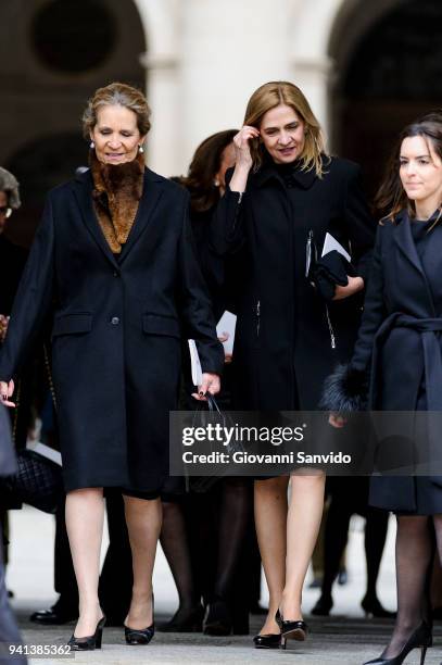 Princess Elena of Spain and Princess Cristina of Spain attend 25th Anniversary of King Juan Carlos' Father's Death at Monasterio de San Lorenzo de El...