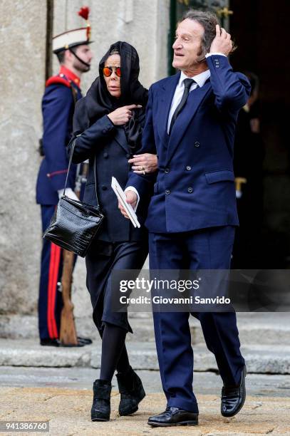 Kalina de Bulgaria and Kitin Munoz attend 25th Anniversary of King Juan Carlos' Father's Death at Monasterio de San Lorenzo de El Escorial on April...