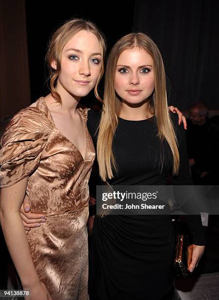 Actresses Saoirse Ronan and Rose McIver attend the "Lovely Bones" Los Angeles Premiere After Party at the Roosevelt Hotel on December 7, 2009 in...