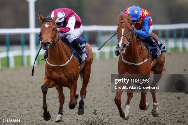 Charles Bishop riding Jungle Inthebungle win The US Masters 6 Places At 188Bet Novice Median Auction Stakes at Lingfield Park racecourse on April 3,...