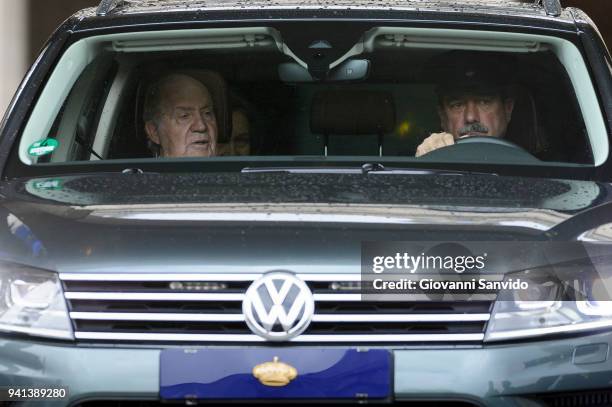 King Juan Carlos attends 25th Anniversary of King Juan Carlos' Father's Death at Monasterio de San Lorenzo de El Escorial on April 3, 2018 in El...